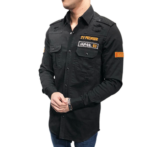 MILITARY RIPPED DENIM CARGO SHIRT 3673