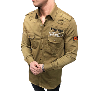MILITARY RIPPED DENIM CARGO SHIRT 3673