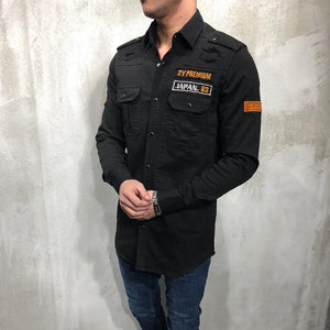 MILITARY RIPPED DENIM CARGO SHIRT 3673