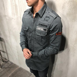 MILITARY RIPPED DENIM CARGO SHIRT 3673