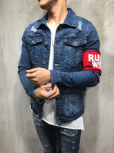 Load image into Gallery viewer, RED ARMBAND STREETWEAR DENIM JACKET 3787