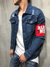 Load image into Gallery viewer, RED ARMBAND STREETWEAR DENIM JACKET 3787