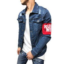 Load image into Gallery viewer, RED ARMBAND STREETWEAR DENIM JACKET 3787