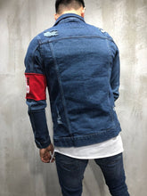 Load image into Gallery viewer, RED ARMBAND STREETWEAR DENIM JACKET 3787