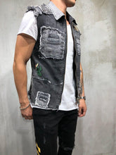 Load image into Gallery viewer, RAW HEM DENIM VEST RIPPED&amp;REPAIRED 3919