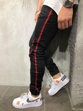 Load image into Gallery viewer, STRIPED JOGGER JEANS ELASTIC ANKLE RING DETAIL 3929