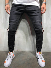 Load image into Gallery viewer, STRIPED JOGGER JEANS ELASTIC ANKLE RING DETAIL 3929