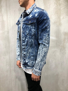 TRUCKER DENIM JACKET RIPPED STAR EMBROIDERY 3989