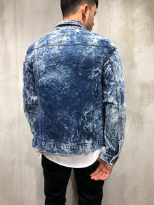 TRUCKER DENIM JACKET RIPPED STAR EMBROIDERY 3989